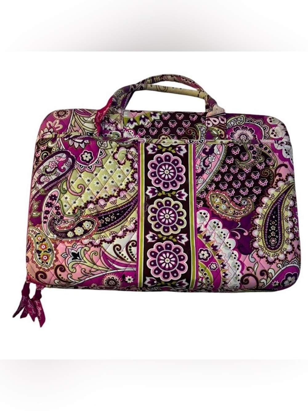 Vera Bradley Quilted Paisley Laptop Tote in Pink and Purple